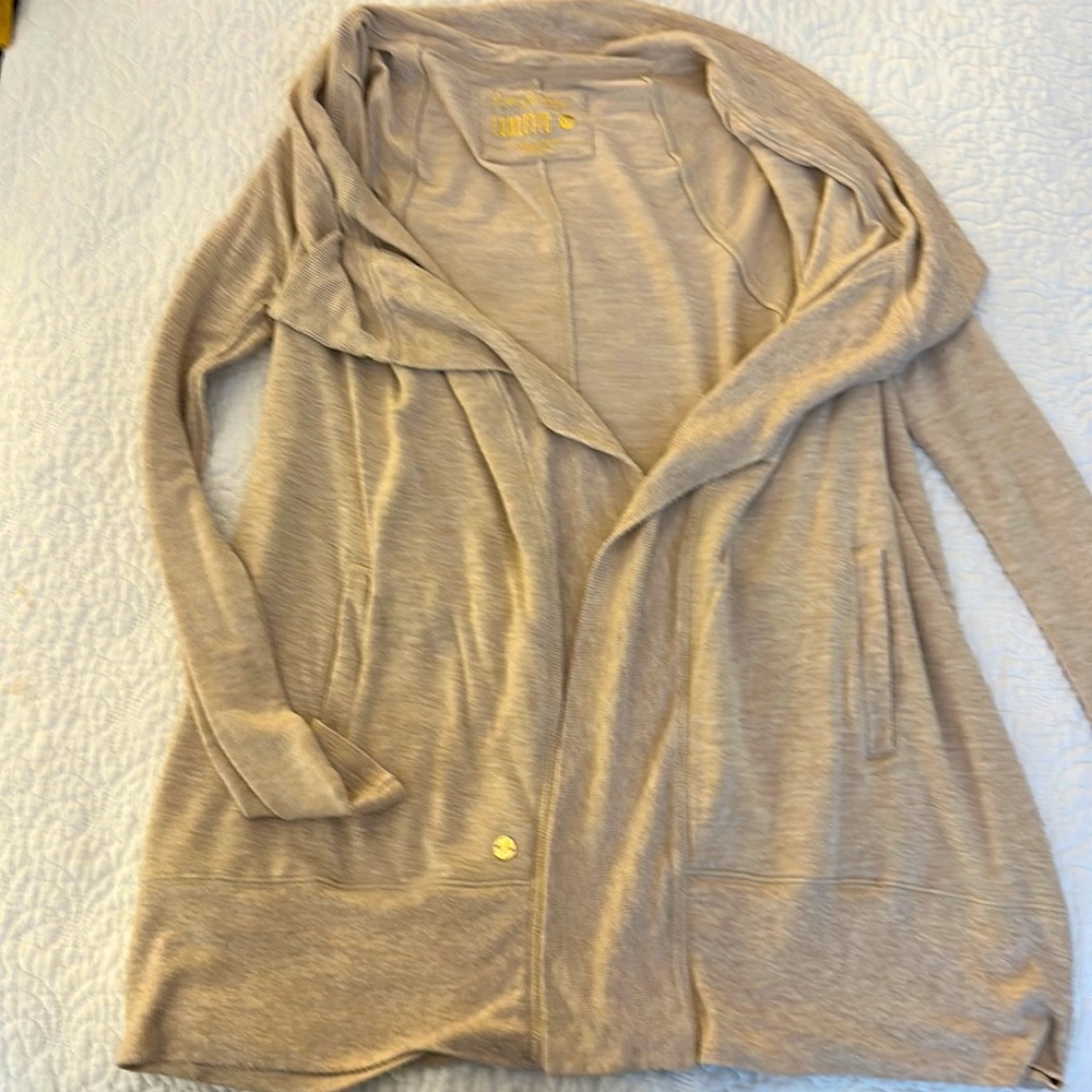 beige lilly pullizer luxletic xxs athletic cardigan